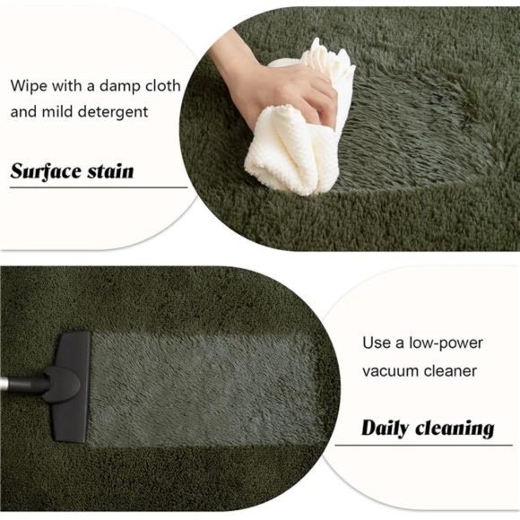 Soft Shag Runner Rug for Bedroom, 2x6 Feet Fluffy Rugs with Non-Slip,Olive Green - Picture 5 of 6